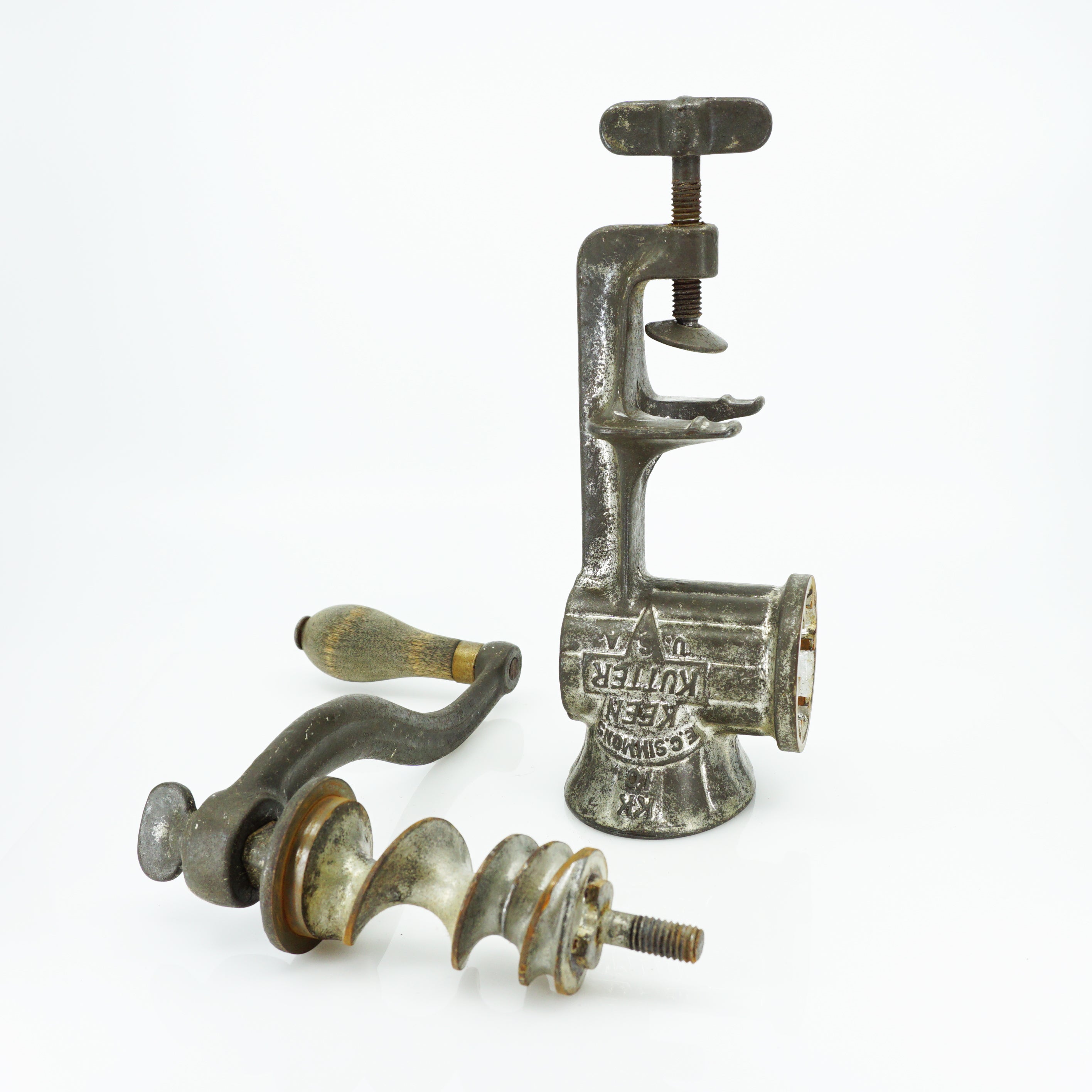 vintage hand crank food chopper meat grinder for prepper or farm kitchen,  old Keen Kutter tool
