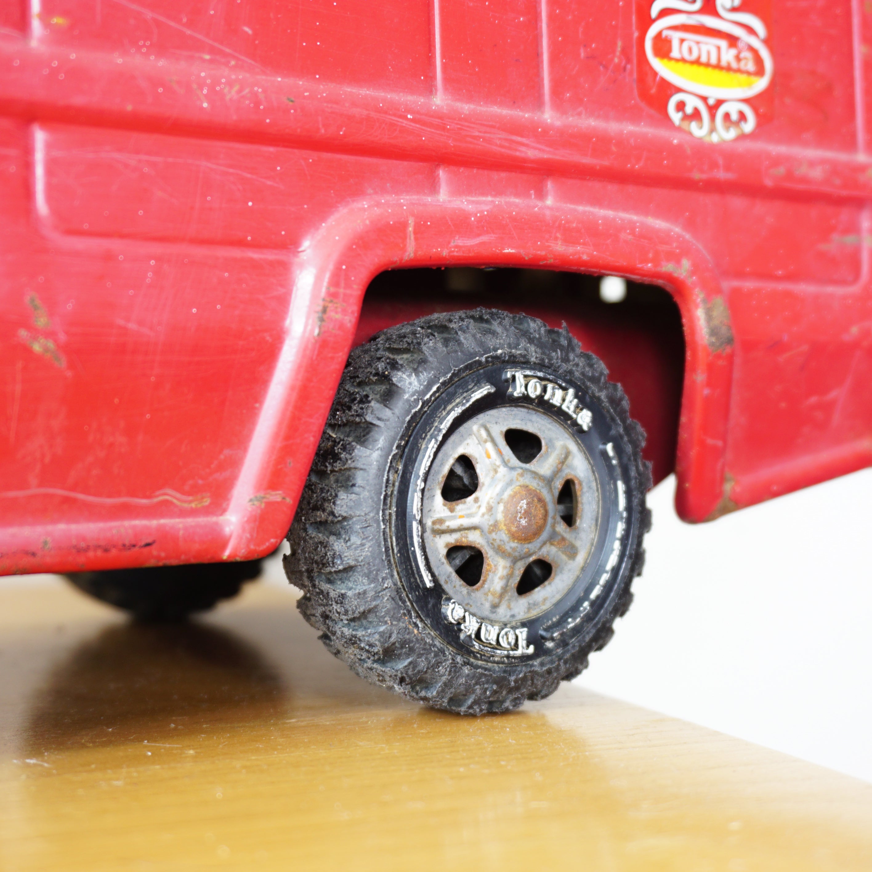 1970s Set of 2 Vintage XL 24" TONKA Pressed Steel Fire Trucks & Extending Ladder