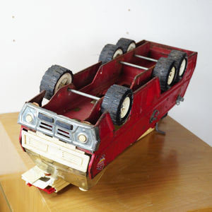 1970s Set of 2 Vintage XL 24" TONKA Pressed Steel Fire Trucks & Extending Ladder