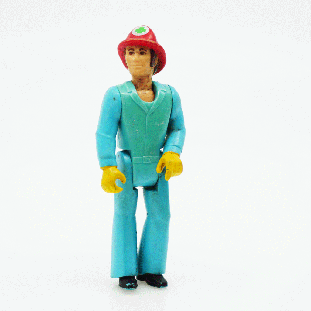1974 Vintage Fisher Price Fireman Toy Paramedic Action Figure