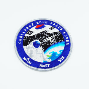 2008 Challenge Space Korea SBS. Round Clothing Patch. 4". Blue, White, Black Color Details..