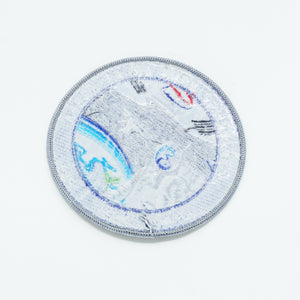 2008 Challenge Space Korea SBS. Round Clothing Patch. 4". Blue, White, Black Color Details..