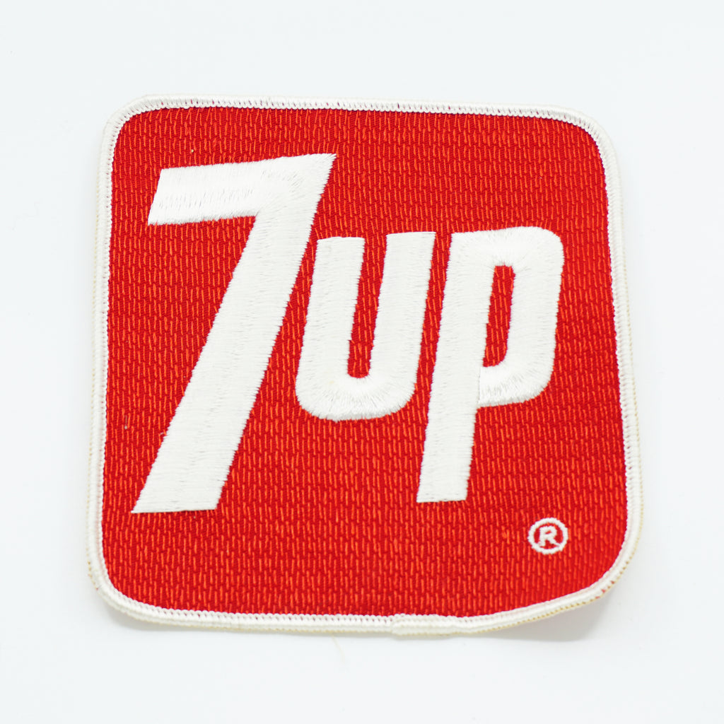 7up Clothing Patch. 5 inch x 5.5 inch Square, Round Corners. Red and White
