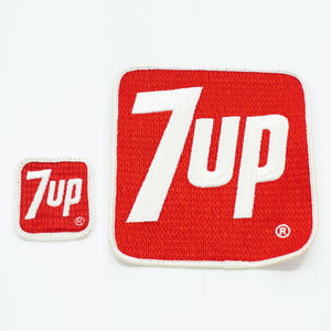 7up Clothing Patch. 5 inch x 5.5 inch Square, Round Corners. Red and White