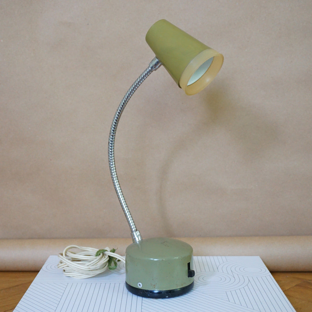 1960s Mid Century NORELCO A-1637 Gooseneck Portable Soft Green MCM Desk Lamp