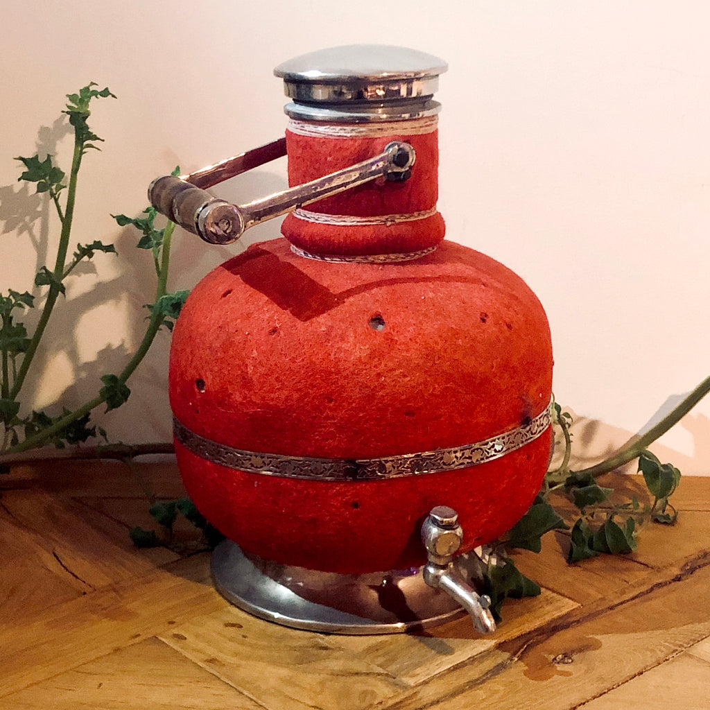 Rare Vintage Moroccan Red Teapot Thermos with Built in Pourer and Removable Cup