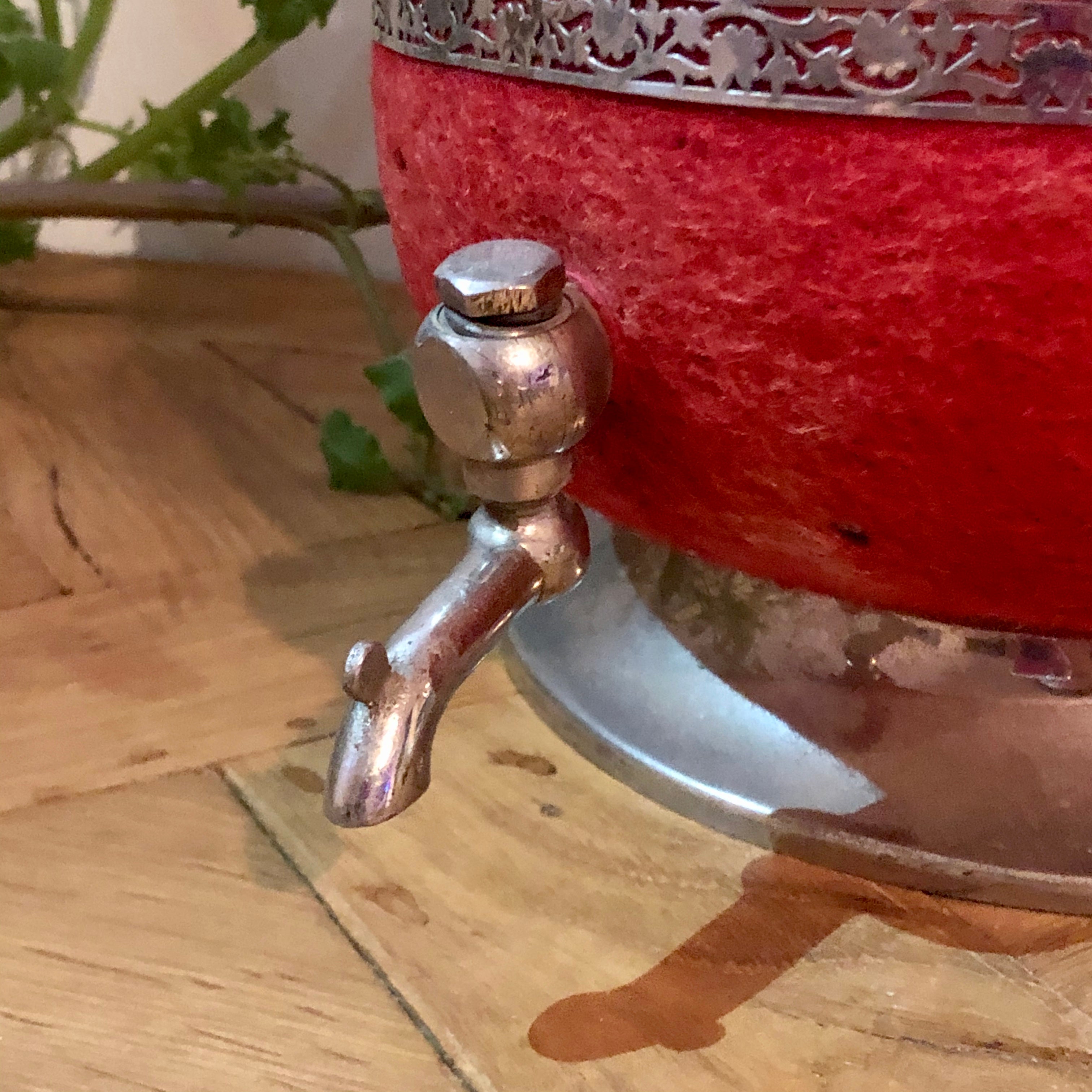 Rare Vintage Moroccan Red Teapot Thermos with Built in Pourer and Removable Cup