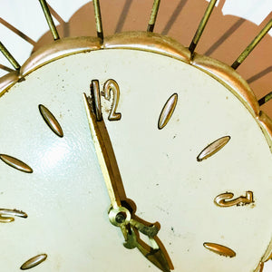 1963 Mid Century Starburst Robertshaw Controls Company Flowers Wall Clock. Made in USA.