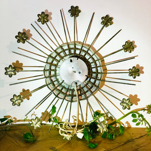 1963 Mid Century Starburst Robertshaw Controls Company Flowers Wall Clock. Made in USA.