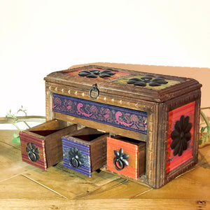 Wooden Storage Box Antique Jewelry Box 