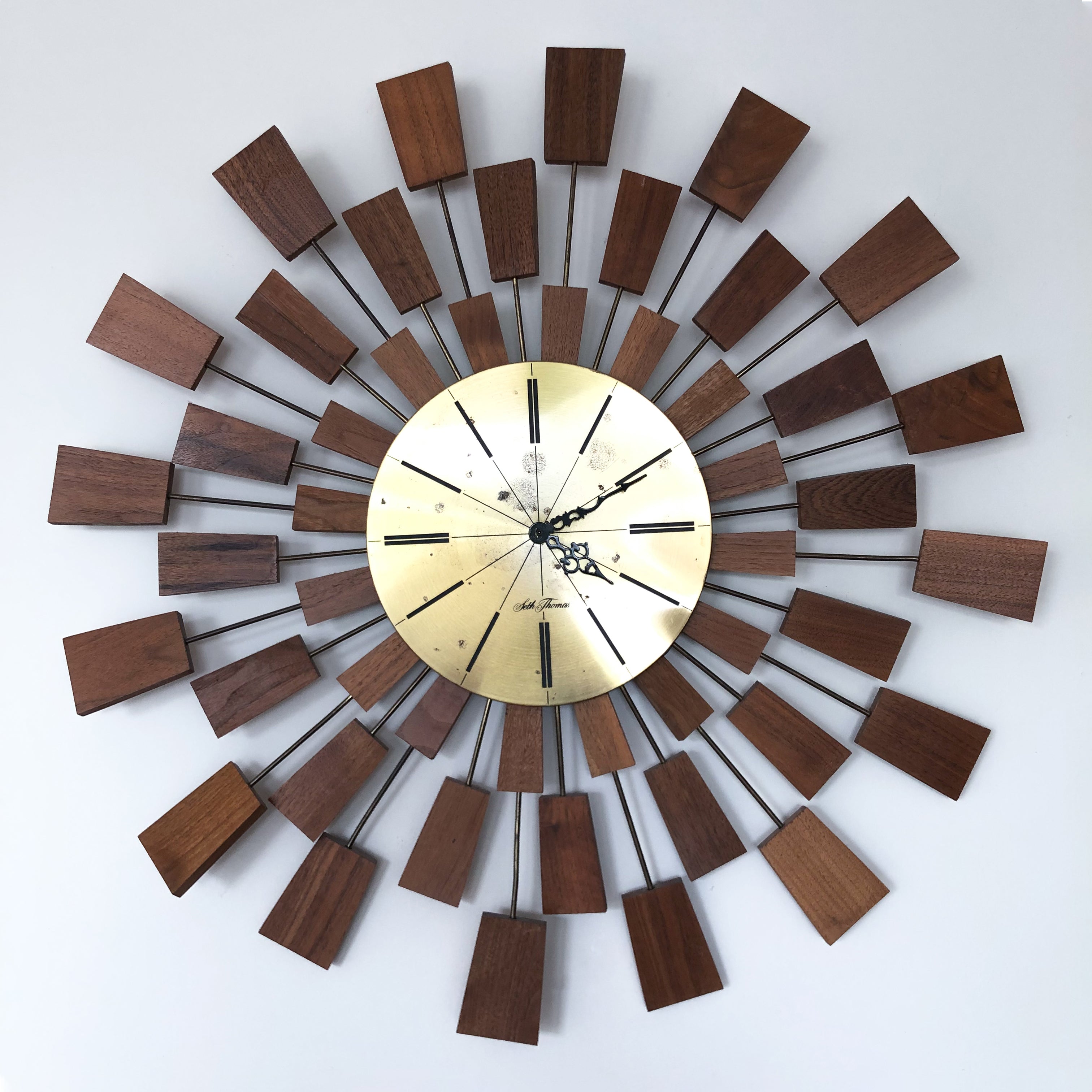 1970s Grandeur Sunburst Wall Clock by Seth Thomas Starburst