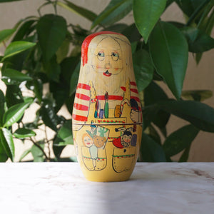 Matryoshka "Матрёшка" Holiday Time Gift Making Santa Nesting Dolls. Set of 5 Christmas Wooden Figures.