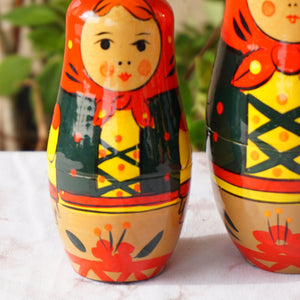 Hand Painted Wood Matryoshka "Матрёшка" Traditional Russian Nesting Dolls. Set of 3.