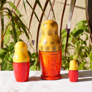 Hand Painted Wood Matryoshka "Матрёшка" Traditional Russian Nesting Dolls. Set of 3.