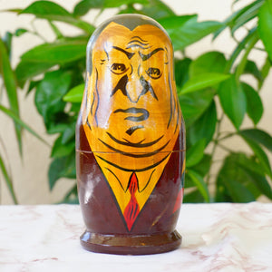 Hand Painted Wood Matryoshka "Матрёшка". Russian Leaders Nesting Dolls. Yeltsin, Gorbachev, Lenin, Stalin, Etc. Set of 5.